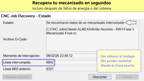 Beneficios de usar CNC Job Recovery PlugIn para Mach3